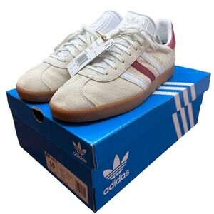 Adidas Gazelle IG0672 Mens Beige Burgundy Suede Gum Sole Sneakers Shoes Size 10